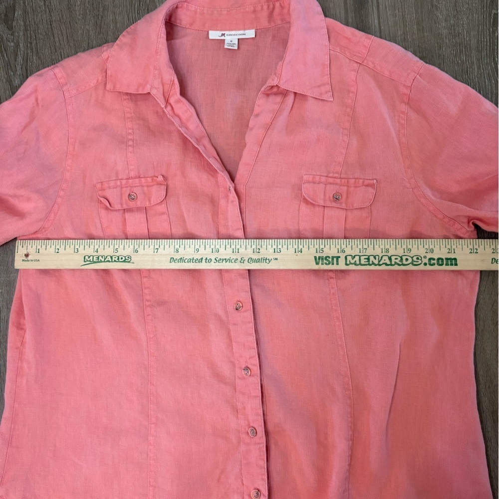100% Linen Top Tunic Shirt JM Collective Sunset Pink Size 16​ - Picture 6 of 8
